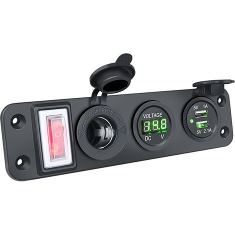 Voltmètre numérique 4 en 1 prise 12V double USB adaptateur charge Vert Océan (1/5)