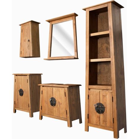 Ensemble de salle de bains 5 pcs Pinède solide vidaXL (1/5)