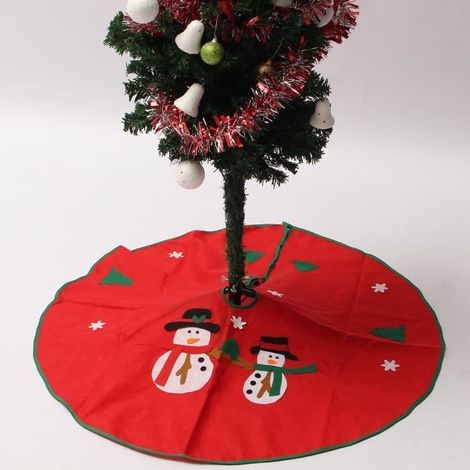 Jupe d'arbre de Noël - TEMPSA - Bonhomme de neige - Non-tissé - Rouge, vert, blanc - 900 mm (1/4)