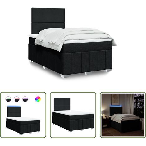 Matelas à ressorts ensachés - Sommier à lattes de lit avec matelas noir 120x190 cm tissu (1/5)