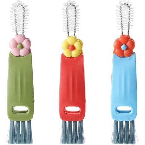 Lot de 3 brosses de nettoyage pour couvercle de tasse, brosse de nettoyage pour suceur plat de bouteille d'eau (1/4)