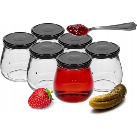 Vasetti per conserve con coperchio nero, 6 pezzi, 500 ml (1/5)