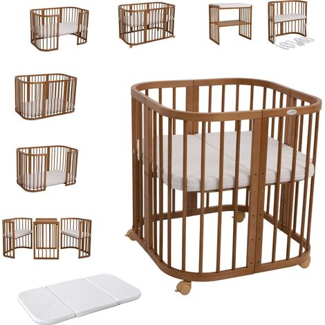 Waldin Cuna Colecho 7 en 1, Madera Vintage, Sin Textiles