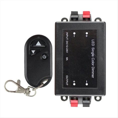 Variateur Led - 8 A - 12 V 24 V Cc - Contrôleur Pwm 1 Canal - Télécommande 3 Touches - Pour Bandes Led Monochromes - 1 Pièce