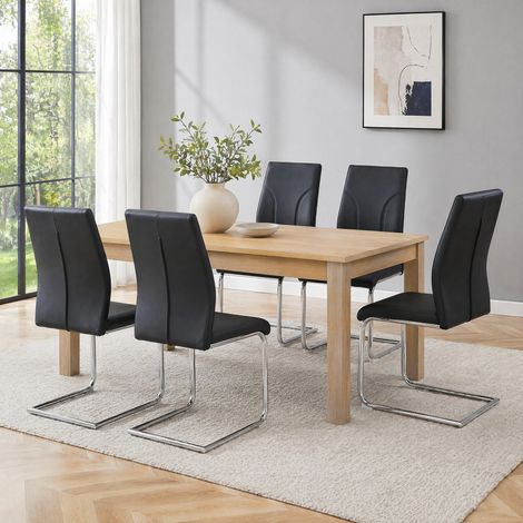 Chaise de salle à manger lot de 2 40x40,6x95 cm en PU noir, facile à monter pour cuisine FloraGrace (1/5)