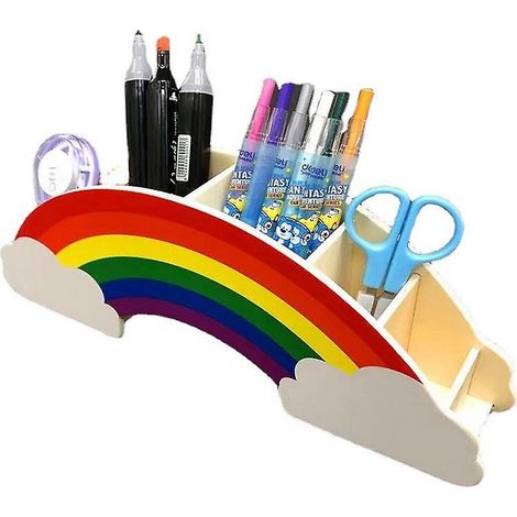 Regenbogenfarbene Stiftehalter/Organizer-Leinwandaufkleber für kreative DIY-Dekoration, Schreibtisch-Organizer, Schulbedarf, R (1/4)