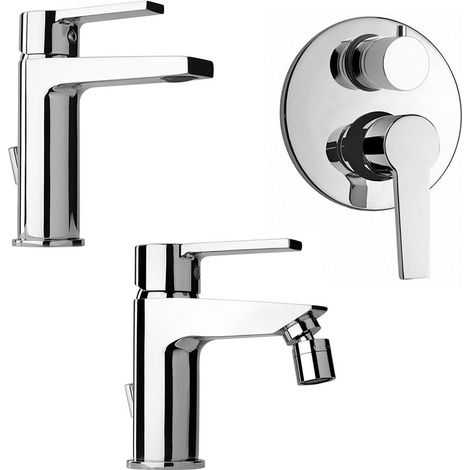Set miscelatore lavabo bidet e doccia ad incasso con deviatore in ottone cromato Le Mans Paini (1/5)