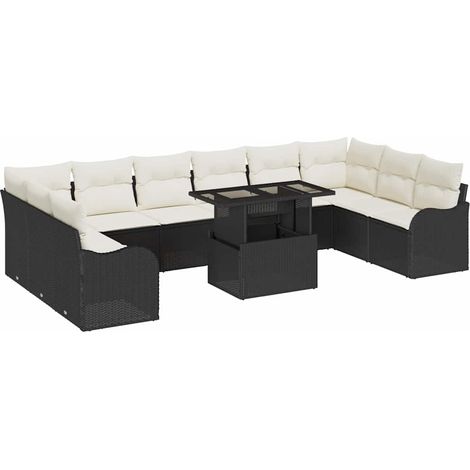 Maison Exclusive - Conjunto de sofá de jardín 11 pcs Negro Rattan (1/5)