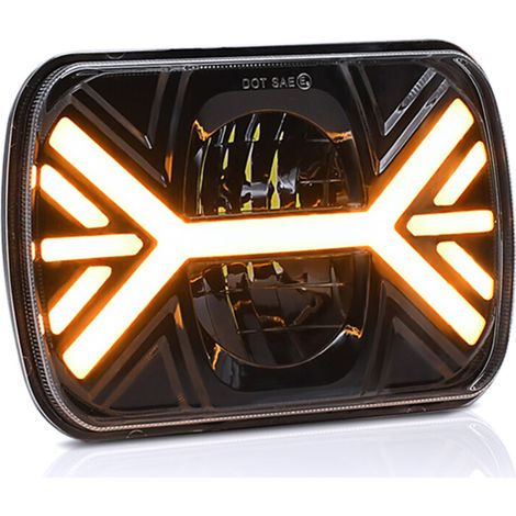 Geeignet für einzelne 7-Zoll-LED-Autoscheinwerfer, 5x7/7x6 Zoll, mit weißem Fern- und Abblendlicht, Tagfahrlicht und gelben Blinkern, geeignet für Jeep Wrangler, Chevrolet und andere Modelle.