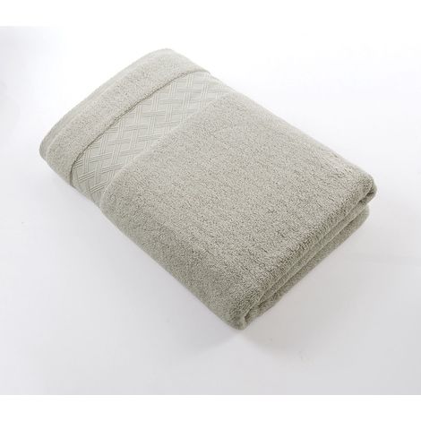 Serviette de bain extra épaisse, 70 x 140 cm, pur coton, serviette de haute qualité, absorbante, pour adultes (hommes et femmes), Gris clair 1 (1/3)