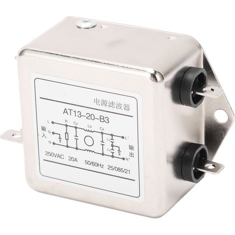 Filtre antiparasite compact 20A AC250V, anti-oxydation, câblage simplifié, contre interférences électromagnétiques (1/5)