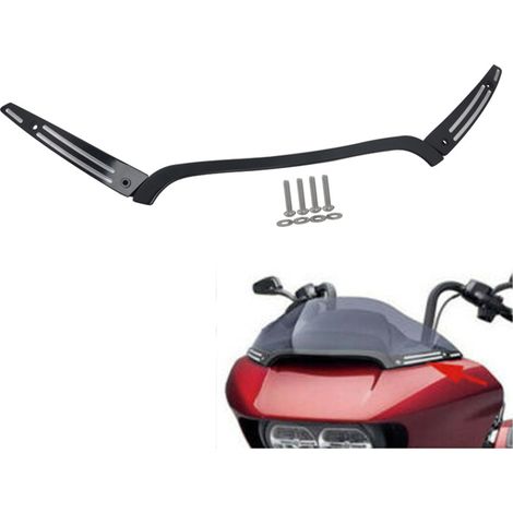 Baguette de pare-brise noire usinée CNC pour Harley-Davidson Glide à double optique (pièces de modification pour motos de 15 ans). (1/5)