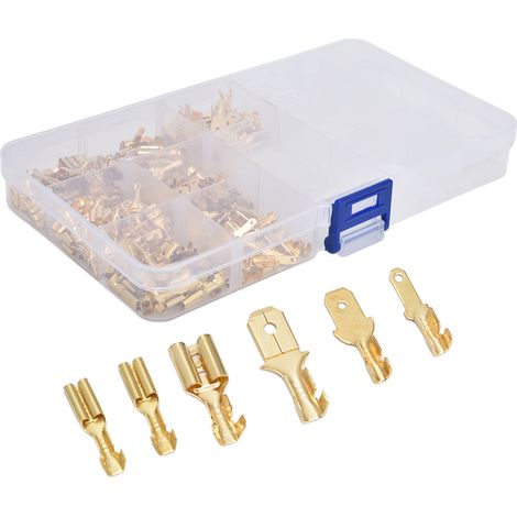 Kit de raccords à languette mâle femelle 315pcs avec manchons isolants, connecteurs bordure métal doré 2.8 4.8 6.3mm (1/5)