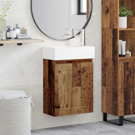 Módulo de baño con grifería Madera envejecida