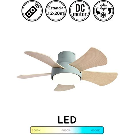 Ventilador de techo con luz silencioso DC con mando Verde Gregorio 82 cm invierno-verano color luz regulable (1/3)