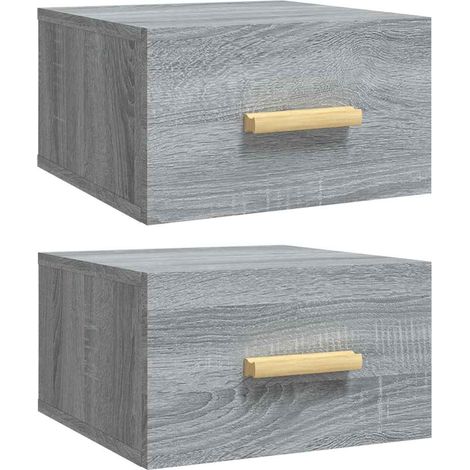 Maison Exclusive - Mesitas de noche de pared 2 uds color gris Son (1/5)