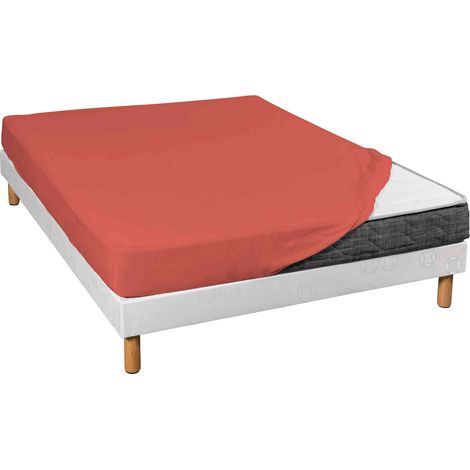 Drap housse jersey orange terracotta bonnet 30 cm 80x200 (1/2)