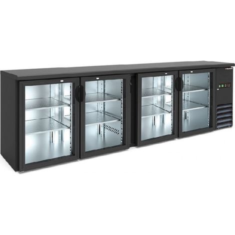 Table réfrigérée à ventilation arrière avec portes en verre modèle BB400GD - KlimaItalia