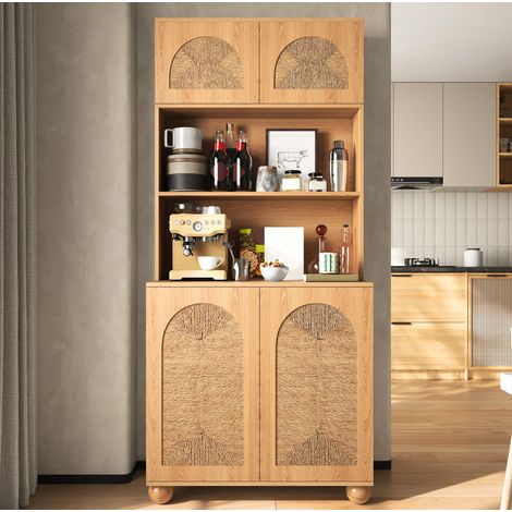 CHICFURN Credenza alta 80x40x180 cm in MDF e truciolare naturale, contenitore ed esposizione (1/5)