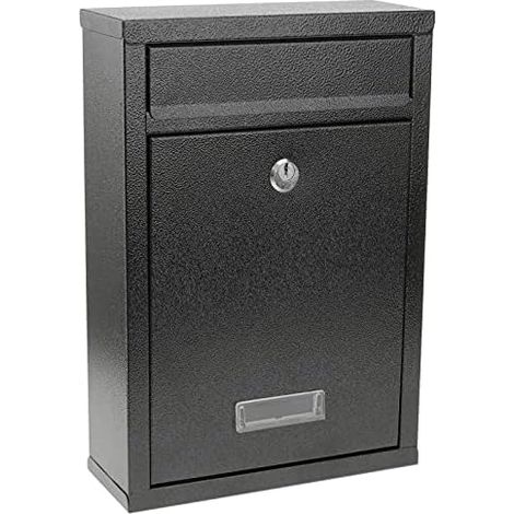 Black colored metal mailbox for wall 215 x 82 x 315 mm (1/5)