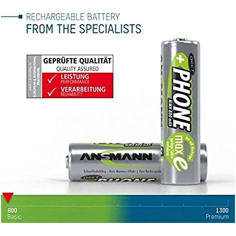 Ansmann Blister 2 X DECT Accu, AA, 800 mAh AA / HR6 Níquel-Metal hidruro (NiMH)