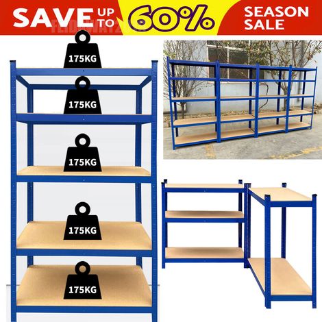 5 Tier Shelving Unit Storage Units Heavy Duty Metal Shelves for Warehouse/Garage/Shed/Workshop/Commercial/Industrial/Kitchen (1/5)