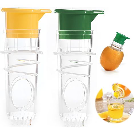 Presse Citron Manuel 2 Pièces, Presse Agrume Compact pour Jus Frais, Petit Presse Agrumes pour Citrons, Oranges, Lime – Presse-Fruits Facile à Nettoyer pour Cuisine – Jaune (1/5)
