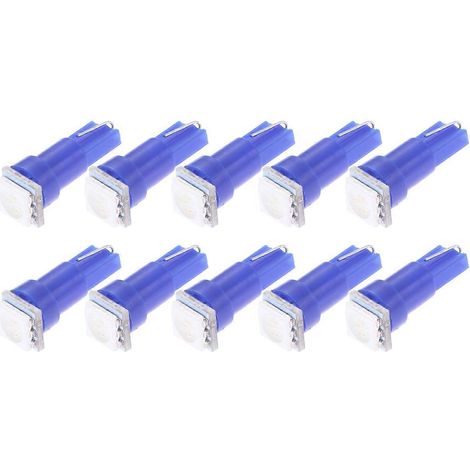 Lot de 10 ampoules LED T5 5050 SMD à culot Whitch pour tableau de bord (bleues)-Blue