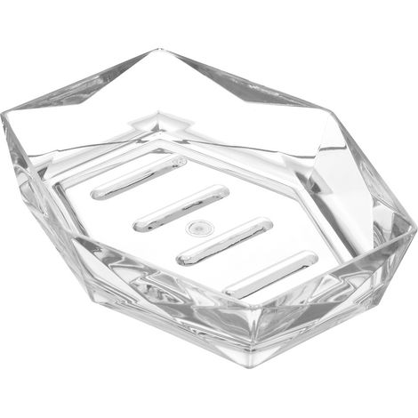 Porta Sapone Bianco Trasparente In Plastica ABS Diamante (1/3)