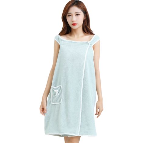 Serviette de bain portable à épaules dénudées pour femme, absorbante, idéale pour la plage, le spa, la salle de sport, comme peignoir ou nuisette (verte) (1/5)