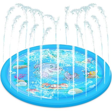 Tapis anti-éclaboussures de 170 cm pour chien, tapis de jeu d'arrosage pour chien, pliable, antidérapant pour l'été, le jardin, la plage, le jardin, la cour, pour activités familiales (1/5)