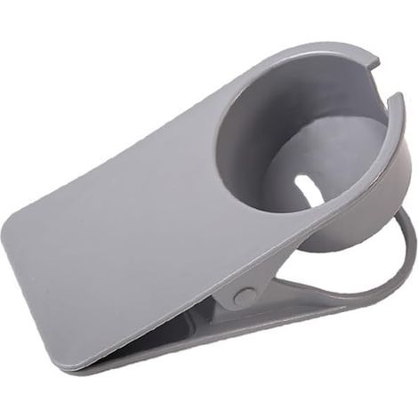 Tischbecherhalter zum Anclipsen – kompatibel mit Bechern/Flaschen, auslaufsichere Haken (grau, 1 Stück)