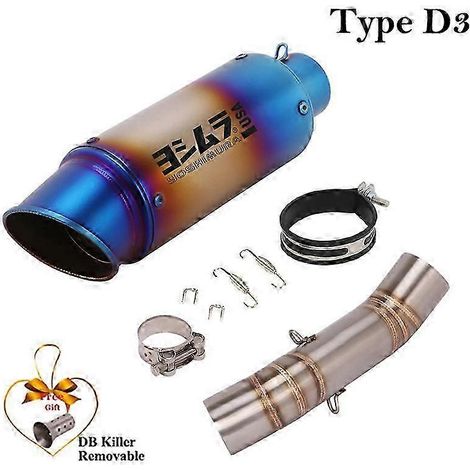 Pot d'échappement en fibre de carbone pour moto, silencieux arrière 51 mm, réducteur de bruit, pour Honda NX500, année 2024 (type D3) (1/5)