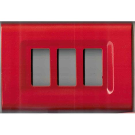 TrAdE Shop Traesio - Placchette Placche In Abs Serie Magic Elite Bticino Compatibili Color Copriprese - Rosso metallizzato -3 fori     -