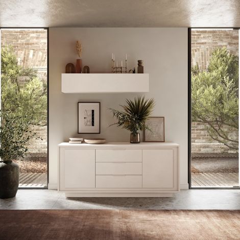 Buffet bas design beige 2 portes-3 tiroirs 180cm YORI (1/5)
