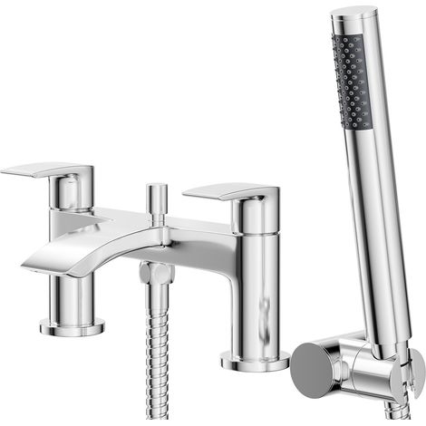 Wholesale Domestic Crest Polished Chrome Bath Shower Mixer Tap with Shower Kit (1/5)