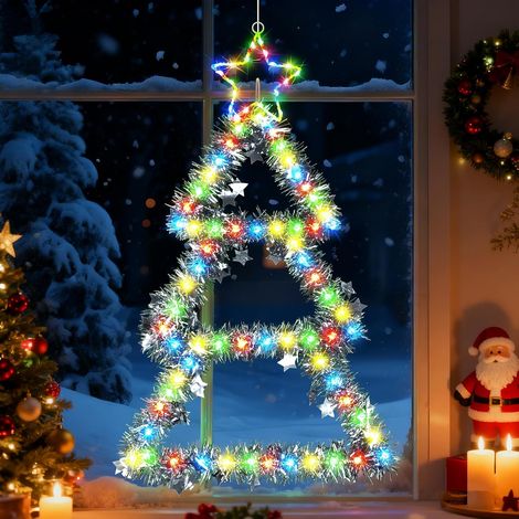 Lumiere Noel Exterieur, 75cm 110 LED Sapin de Noël Decoration avec Étoile, 8 Modes Étanche Guirlande Lumineuse à Batterie, Multicolore Lumineuse Decoration pour Fenêtre Chambres Jardin (1/5)