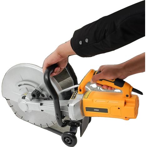 Machine de découpe de pierre, moteur de 3 kW, diamètre de lame de 350 mm, profondeur de coupe jusqu'à 130 mm, poignées ergonomiques, poids de 18 kg (1/5)