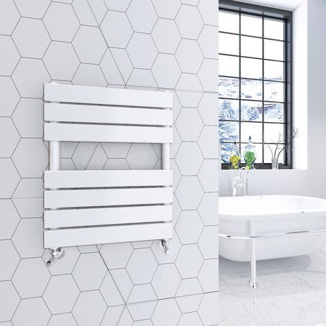 650x500mm White Heated Towel Rail Radiator Flat Panel (1/5)