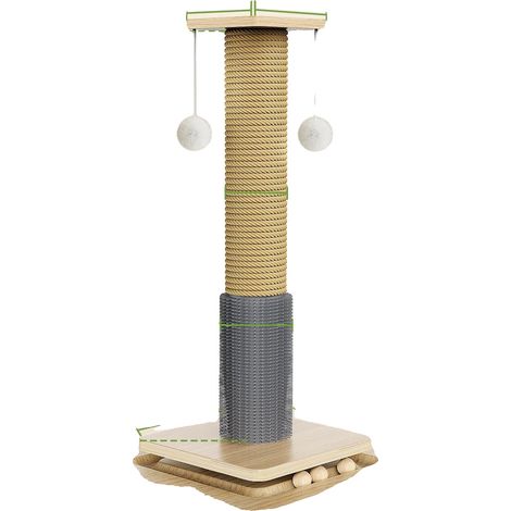 Griffoir pour chat, design à 2 niveaux, jouets interactifs inclus, JAUNE (1/2)