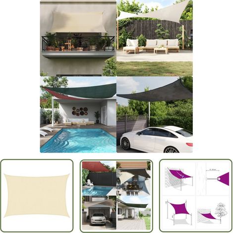 Telo ombreggiante Living Store 160 g/m² Crema 2,5x4 m HDPE - Ombrellone - Vela ombreggiante - Ombrellone rettangolare - Ombrellone color crema - Ombrellone da esterno (1/5)