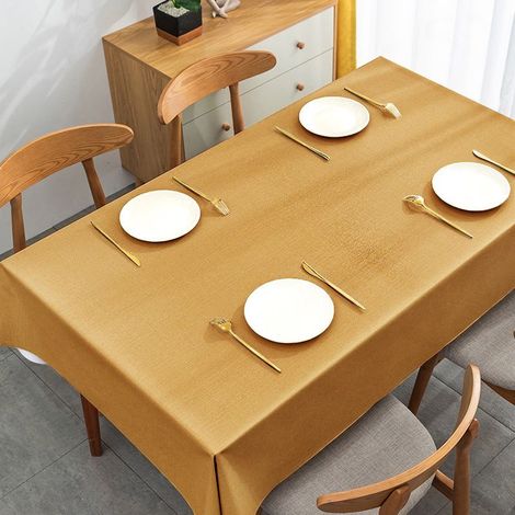 Nappe jaune, 90 x 135 cm — Imperméable et antitache — Tissu PVC lavable — Rectangulaire, élégante et résistante — Convient aux tables basses (1/5)