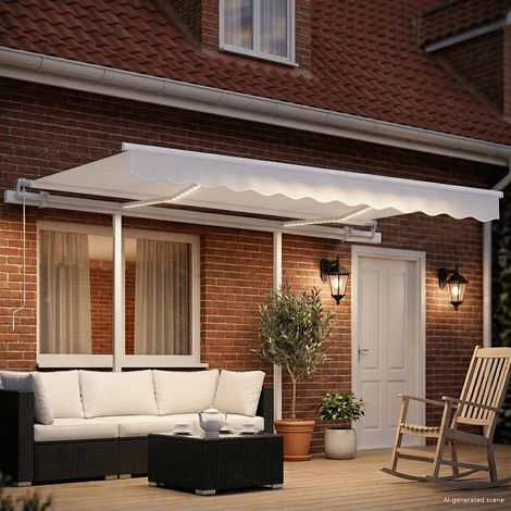 Maison Exclusive - Tenda da Sole Retrattile Manuale con LED 3x2,5 m Crema (1/5)