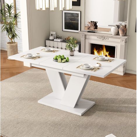 MEUBLIV Ausziehbarer Esstisch 120/160 x 80 cm weiß – für 4-6 Personen (1/5)