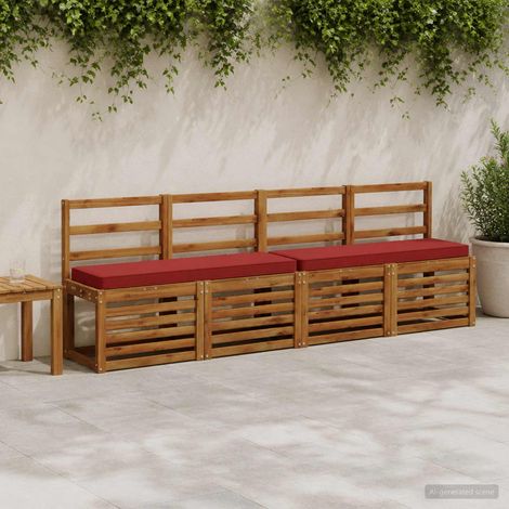vidaXL Coussins de banc 2 pièces VUGHT 2 pcs 100 % polyester Bordeaux (1/5)