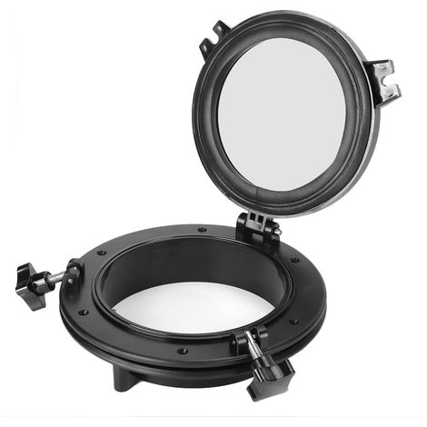 Hublot d'ouverture noir de 8 pouces, Installation facile de forme ronde universelle pour camping-car, bateau, Yacht