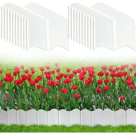 Bordure De Jardin Flexible 40 Pièces En Plastique Blanc Pour Pelouse Parterre Patio (1/4)