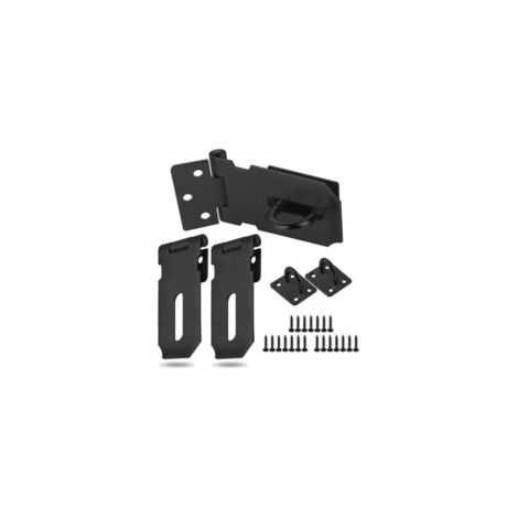 Set mit 3 Vorhängeschlössern inklusive Schrauben, Türschlösser aus Edelstahl, Riegel für Schränke, Schubladen, Garagentore, Gartentore, Werkzeugzubehör (schwarz, 7,6 cm). – Crezuo