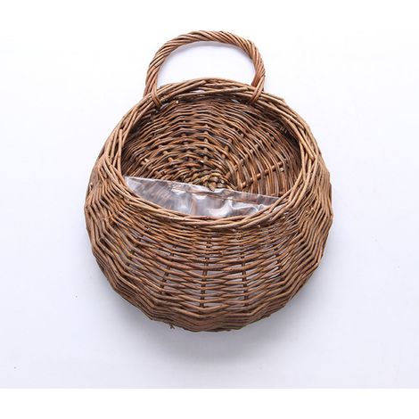 Jardinière suspendue rotin fait main – Panier fleurs tressé – Mur ou clôture – Intérieur/extérieur