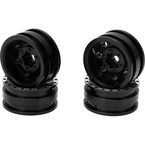 Metallfelgen mit 8 runden Nabenlöchern für Axial SCX24 1/24 ferngesteuertes Kletterauto, schwarz (1/5)